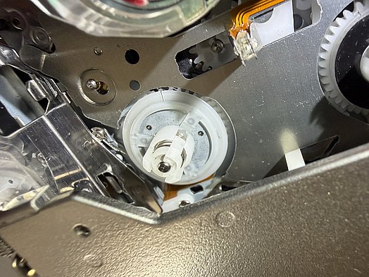 A close-up of the JVC camcorder.