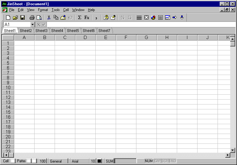 Jinsheet 97 main program screen.