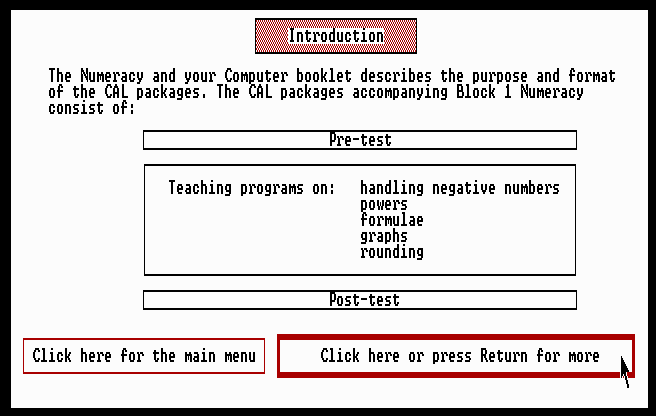 Introduction screen.